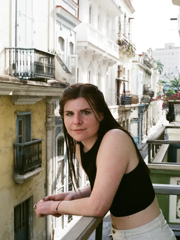 a person standing on a balcony